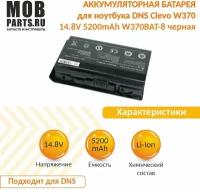 Аккумуляторная батарея для ноутбука DNS Clevo W370 14.8V 5200mAh W370BAT-8 черная