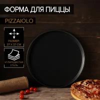 Форма для пиццы Magistro Pizzaiolo, 37×1 см, толщина 0,7 мм, антипригарное покрытие, цвет чёрный