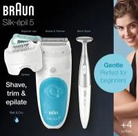 Эпилятор Braun Silk-epil 5 SensoSmart 5-810 + стайлер для линии бикини, white/blue