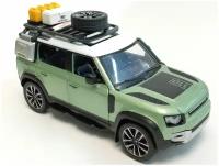 Машинка Land Rover Defender металлическая с клаксоном 1:24, свет, звук