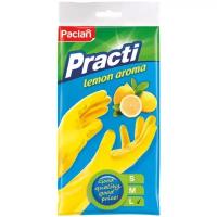 Перчатки резиновые PACLAN Practi латекс хлопковое напыление желтые р-р L