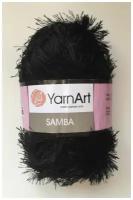 Пряжа Samba Yarnart цвет 02 черная. травка 100 г. 150 м. 1 моток