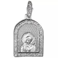 Нательная икона из серебра с фианитами Казанская Богородица