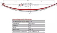 Лист №1 Рессора передняя для грузовиков производства ПАО КамАЗ 5460, 6460 3 листа