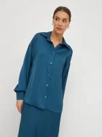 Рубашка женская BrandStoff, атласная, в офис, синий, 48
