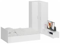 Мебель для спальни белая Стандарт № 4 Стандарт с кроватью 1200, цвет белый, спальное место 1200х2000 мм, без матраса, основание есть