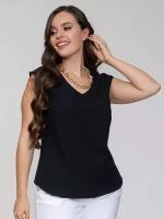 Блуза With street, классический стиль, прямой силуэт, без рукава, однотонная, размер 50, черный