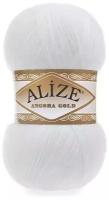 Пряжа Alize Angora Gold (Ангора Голд) - 3 моток 55 белый, 20% шерсть, 80% акрил 550м/100г