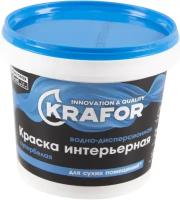 Краска водно-дисперсионная интерьерная Krafor, матовая, 1,5 кг, супербелая