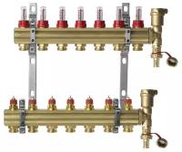 Комплект коллекторов Danfoss FHF-7F set с расходомерами, кронштейнами и воздухоотводчиками, 7 контуров