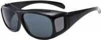 Набор мужские зеркальные очки ночного видения для вождения антиблик антифары пыленепроницаемые с защитой от ветра с футляром для хранения (Серый)