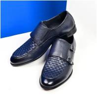 Туфли мужские кожаные монки Roscote синие 41