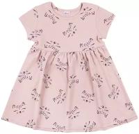 Платье для девочки с коротким рукавом, Кошечки, летнее, из хлопка, розовое, пыльная роза 30 (104-110) 4-5 лет