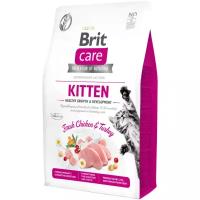 Сухой корм для котят, беременных и кормящих кошек Brit Care Kitten беззерновой, гипоаллергенный, с курицей, с индейкой