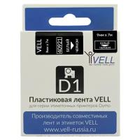 Лента Vell VL-D-40921 (9 мм, белый на черном) для LM 210D/PnP/280/420P/500TS/Rhino 4200/5200/Pro6000 {vell40921}