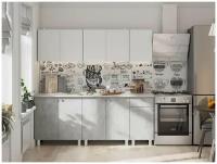 Кухонный гарнитур Тип-1 Белый/Цемент светлый 2 метра