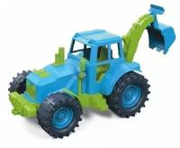 Машинка Трактор, с задним ковшом, 3948030, зеленый, голубой, 22 см