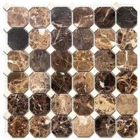 Мозаика из мрамора Natural Mosaic 7M022+7M030-BP коричневый темный октагон квадрат глянцевый