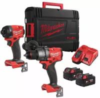 Набор: аккумуляторные дрель-шуруповерт и винтоверт Milwaukee M18 FPP2A3-502X 4933480873, с 2 АКБ 5 Ач и ЗУ, в кейсе