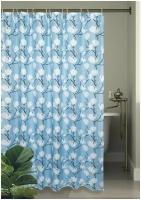 Штора для ванной BATH PLUS 180*200 тканевая Magnolia Blue кольца в комплекте