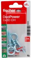 Дюбель Fischer DuoPower с кольцом 6 x 30 OH 4 шт. в упаковке