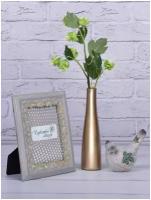 Интерьерная стеклянная ваза для цветов и сухоцветов, золотистый ЛУЧ ваза, золотой, бутыль 23см