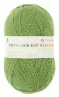 Пряжа 'Австралийский меринос' 95 мерин. шерсть,5 акрил объёмный 400м/100гр (252-Зел. горох)