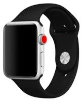 Ремешок силиконовый для Apple Watch 42/44/45/49мм (18), черный, на кнопке