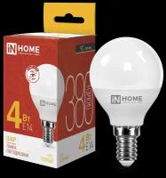 Упаковка светодиодных ламп 10 шт. IN HOME LED-ШАР-VC, E14, P45, 4 Вт, 3000 К