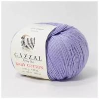 Пряжа Gazzal Baby Cotton (Газзал Беби Коттон) - 1 моток Сирень (3420) 60% хлопок, 40% акрил 165м/50г