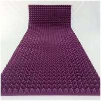 Акустический поролон Шумология Topp фиолетовый 50мм + 10мм основание / 1900 x 900 x 60мм / Шумология Топп Пирамида