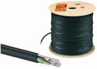 Кабель витая пара U/UTP Cat 5e 4х2х24AWG (305м) solid, PE для наружн. прокл., чёрный, трос 1,2мм TDM