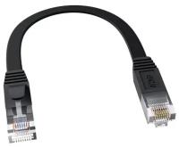 Патч-корд плоский КАТ.7 FTP кабель для интернета GCR PROF 10 метров ethernet high speed 10 Гбит/с черный
