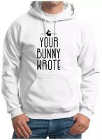 Толстовка Худи белые CoolPodarok Your Bunny Wrote