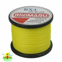 Плетеный шнур RIKIMARU RX4 PEx4 / 0.10 мм, 6.8 кг, Flou Yellow, 500м, / Леска плетенка для рыбалки