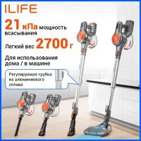 Вертикальный пылесос беспроводной и ручной для дома EASINE by ILIFE H70 Plus, мощный 21 кПа, большой объем пылесборника 1,2 л