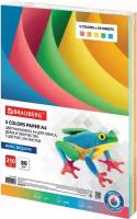 Бумага цветная для принтера офисная, Brauberg, А4, 80 г/м2, 250 л, (5 цветов х 50 л.), медиум, для офисной техники, 112465