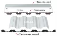 Уплотнитель кровельный НС35 для профнастила профильный (0.025х 1 м) 10 штук