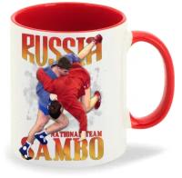 Кружка красная CoolPodarok Russia Sambo. Самбо