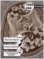 Российский овальный ковер на пол 100 на 200 см в гостиную, зал, спальню, кухню, детскую, прихожую, кабинет, комнату