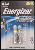 Батарейка Energizer Maximum+Power Boost AAA/LR03, в упаковке: 2 шт