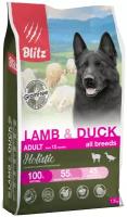 Сухой корм BLITZ HOLISTIC LAMB & DUCK беззерновой для собак всех пород от 1года Ягненок / Утка, 1,5 кг