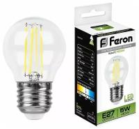 Лампа светодиодная Feron LB-61 25582, E27, G45, 5 Вт, 4000 К