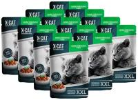 Корм для кошек консервированный X-CAT XXL кусочки с уткой в яблоках в соусе, пауч 12шт по 85 г