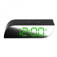 Часы-будильник настольные электронные 018, зеркальные, дисплей - зеленый