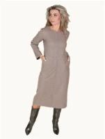 Платье женское миди теплое орех S (44) / платье осень зима/ платье трикотажное офисное с длинным рукавом