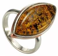 Кольцо Amberprofi, бижутерный сплав, 925 проба, серебрение, янтарь