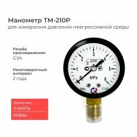 Манометр ТМ-210P.00(0-6 MРа)G1/4 класс точности 2,5 диаметр 50 мм