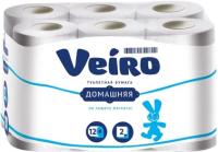 Бумага туалетная Veiro Домашняя белая 2-слойная 12 рулонов