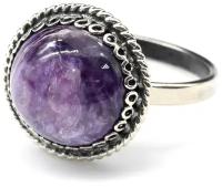 Кольцо Радуга Камня, бижутерный сплав, чароит, размер 17, фиолетовый
